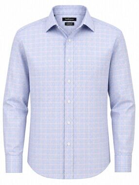 Van Heusen Light Blue & Pink Checked Dress Shirt Regular Fit 16.5 L/G
